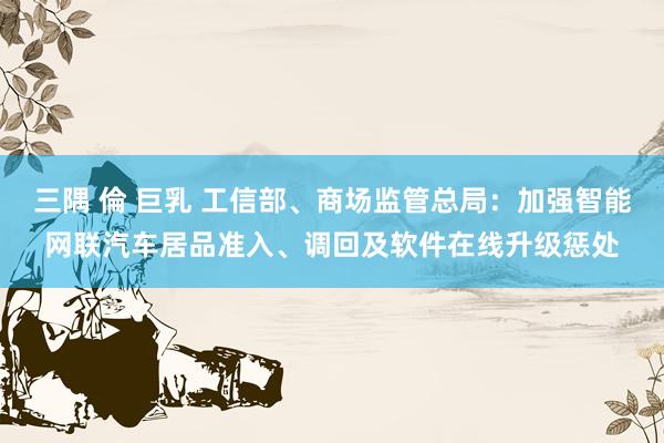 三隅 倫 巨乳 工信部、商场监管总局：加强智能网联汽车居品准入、调回及软件在线升级惩处